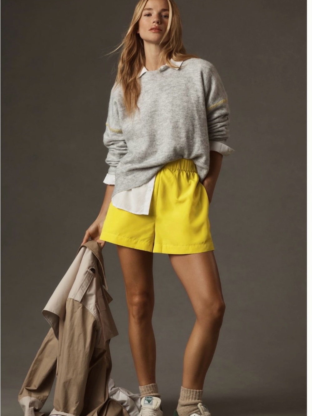 Anthro Yellow Elastic Waist Shorts by Sunday in Brooklyn with pockets!